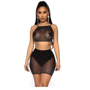 Diamond nightclub suit Diamond skirt fashion suit
